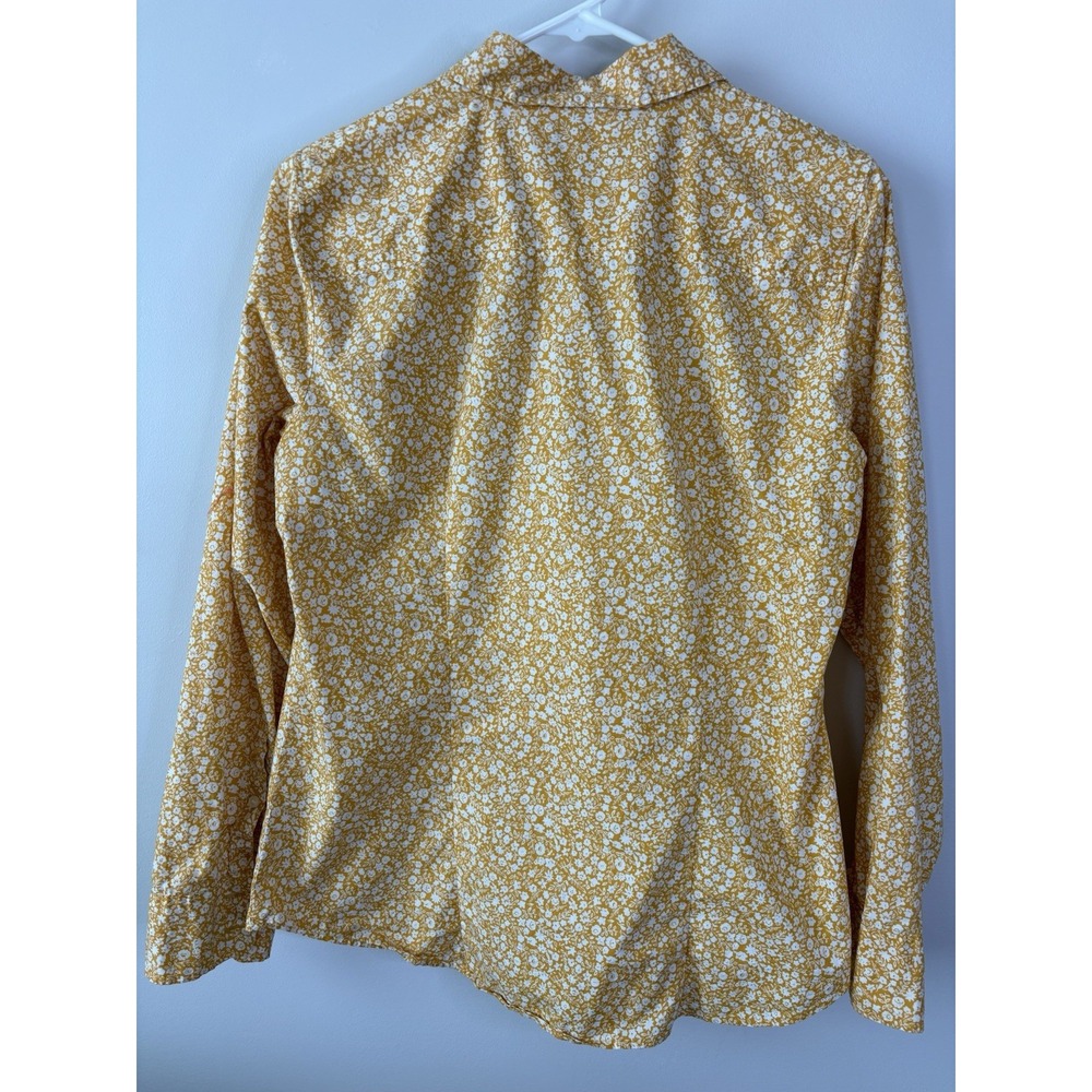 J‎ Crew Womens Size M Yellow White Floral Cotton Button Up Shirt Long Sleeve - Picture 8 of 8